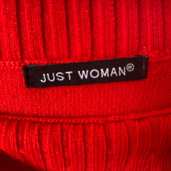 Vintage Just Woman Red Beaded Ribbed Sweater Women S Merino Wool Blend Boat Neck - Picture 4 of 6